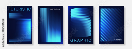 Modern light blue gradient poster background set. Minimalist cover template with futuristic design. Suitable for banners, music, brochures, flyers, and advertisements. Vector