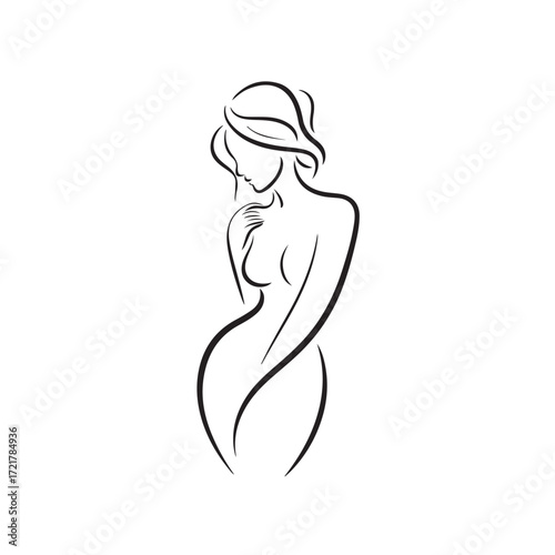Woman Line Art and Silhouette
