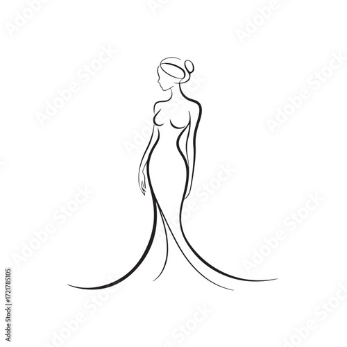 Woman Line Art and Silhouette