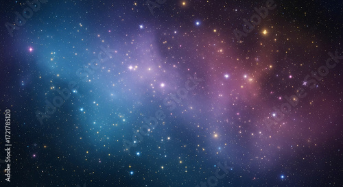 Colorful cosmic nebula with stars and dust clouds in deep space.