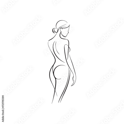 Woman Line Art and Silhouette