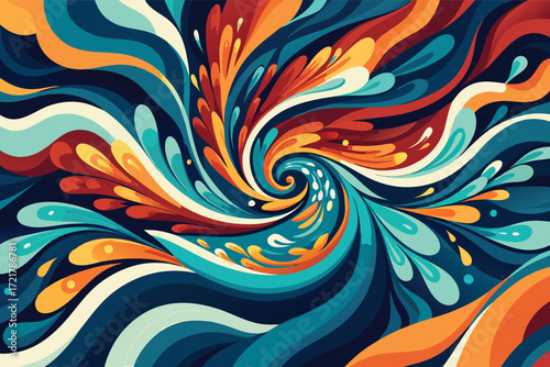 Colorful swirling abstract design with fluid shapes and vibrant hues