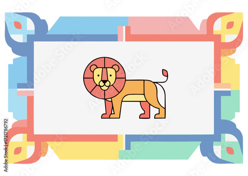 Adorable lion with playful expression and sparkle effect on white background