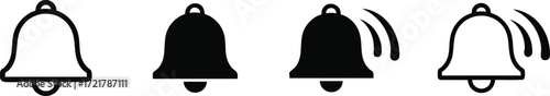 Three bell icons, one silent, one ringing, and one with a notification.