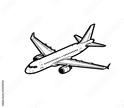 Modern airplane illustration perfect for travel designs or aviation themes, add a touch of adventure to your next project with this sleek aircraft design
