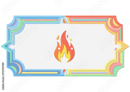 Black silhouette of a flame on white background for fire and energy concept