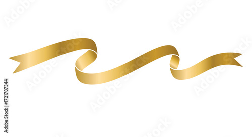 A flowing golden ribbon, gracefully curved and isolated against a white background.