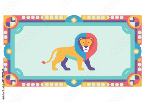 Adorable lion with playful expression and sparkle effect on white background