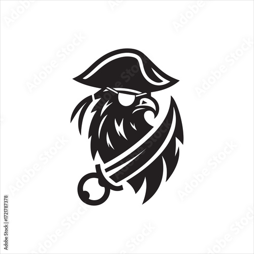 Bold Black and White Pirate Eagle Logo Design.
