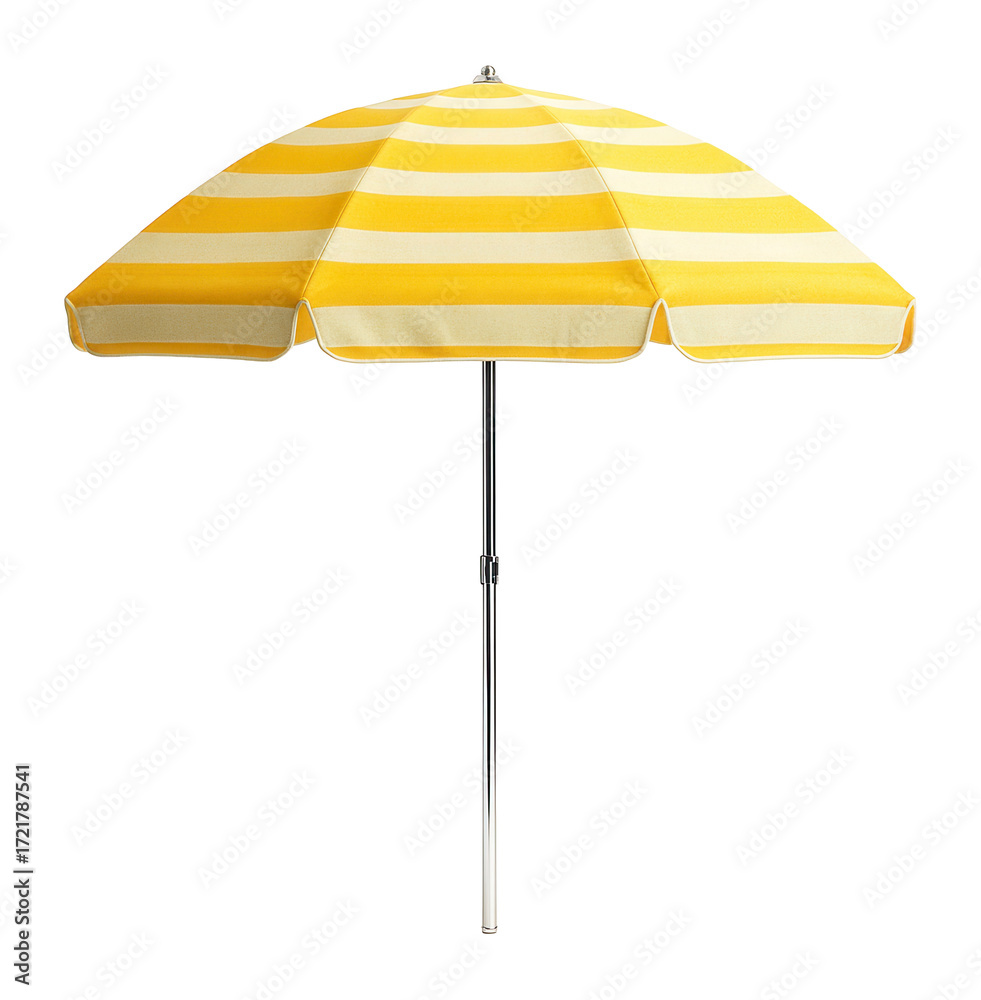 Obraz premium Bright yellow and white striped umbrella.
