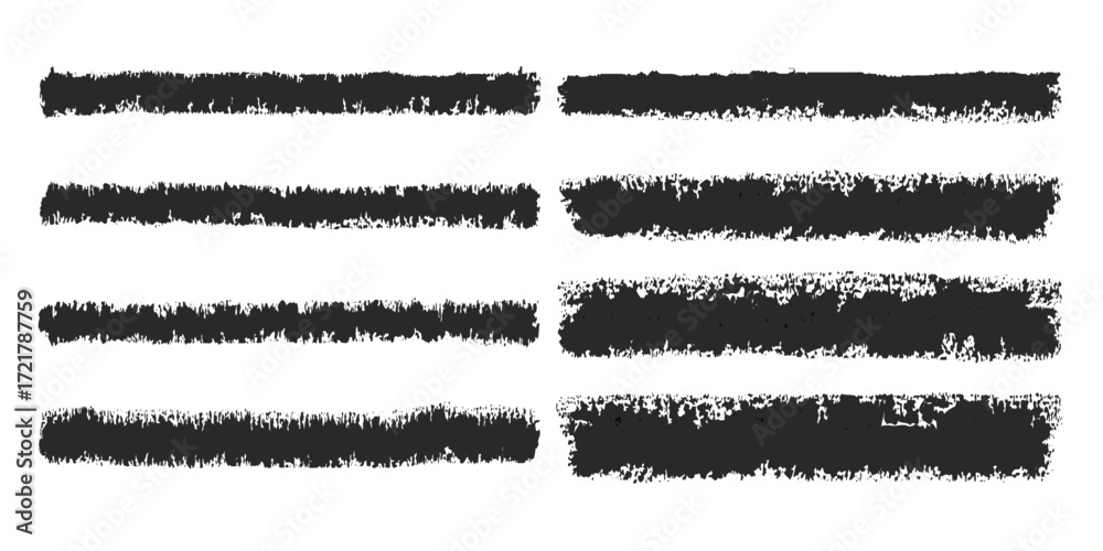 Obraz premium Set of hand painted chalk brushes. Hand drawn grunge bold lines on chalkboard background. Brush stroke vector backgrounds.
