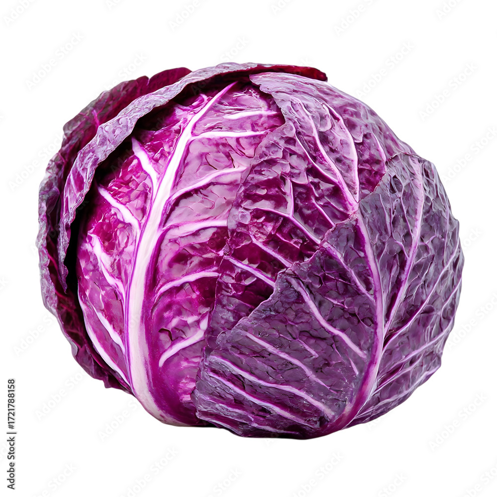 Obraz premium 1 head of purple cabbage isolated on transparent background