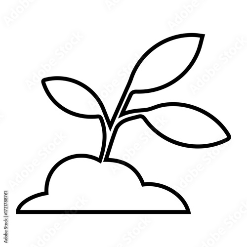 Sprouting Plant Outline Icon for Growth, Nature and Ecology