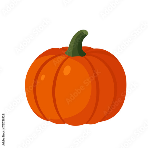 Small round orange pumpkin isolated flat vector illustration