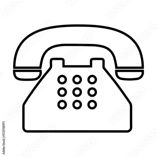 Classic Telephone Outline Icon for Communication, Contact, and Call Features
