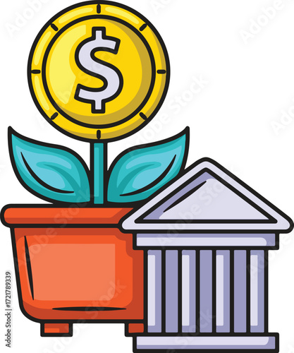 A money plant in a pot beside a building