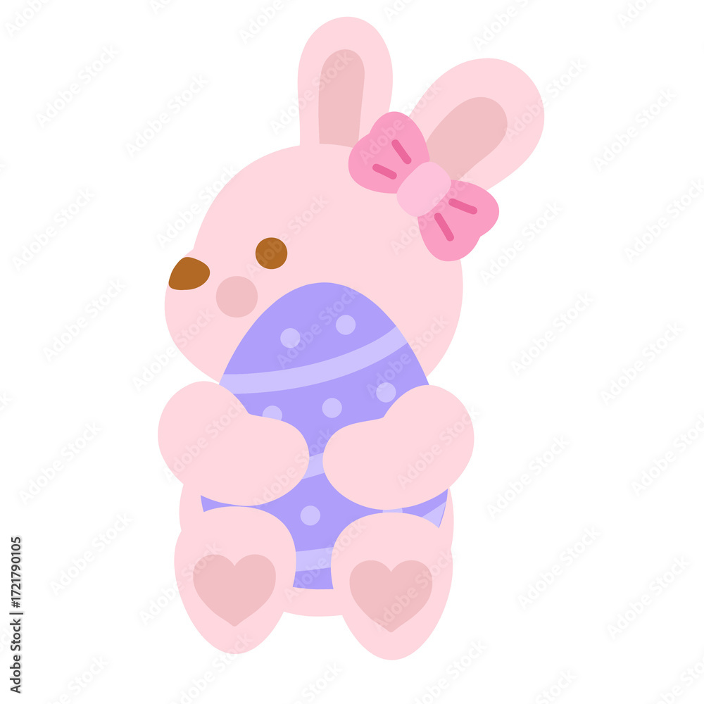 Fototapeta premium A pink bunny holding an egg
