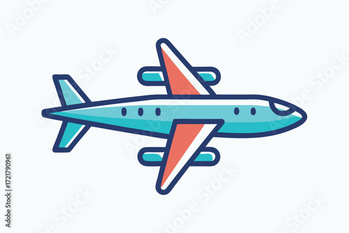 Colorful illustration of a plane in a simple design against a light background