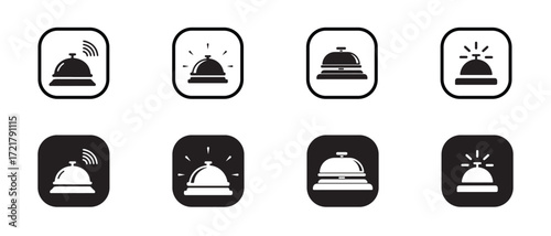 Notification bell icon set,  bell symbols, hotel bell icon set, iconic symbols of a service bell, reminders and alerts, vector illustration EPS 10