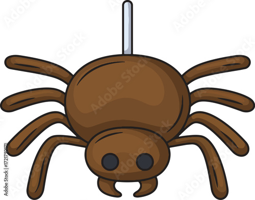 Cartoon spider with eight legs and a thin silver rod