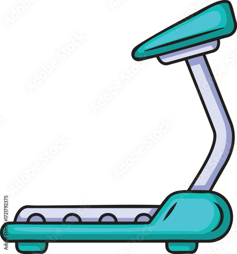 Cartoon treadmill side profile turquoise and white