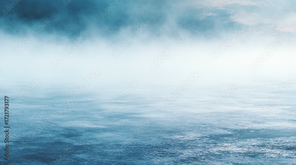 Obraz premium An artistic depiction of an ocean vista with subtle mist and delicate light, offering a peaceful and calming background that embodies serenity and tranquility, ideal for inspiring calmness in 2024.