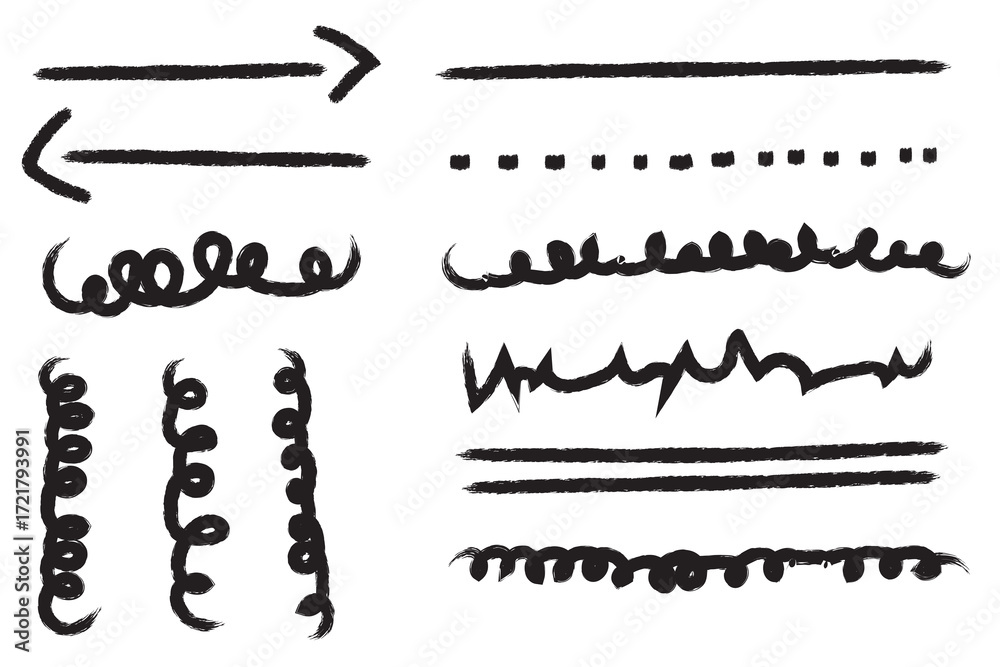 Obraz premium Hand-Drawn Sketch Lines and Doodle Arrows Set Isolated on White Background