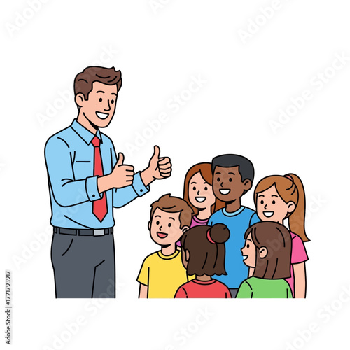 Teacher Giving Thumbs Up to Happy Students A Positive Classroom Scene