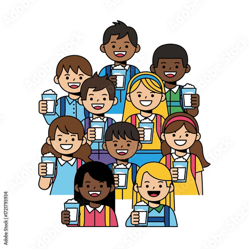 Happy Diverse Kids Enjoying Refreshing Drinks Together