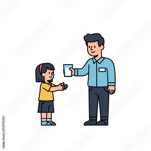 Man Giving Milk to a Child A Caring Moment Illustration