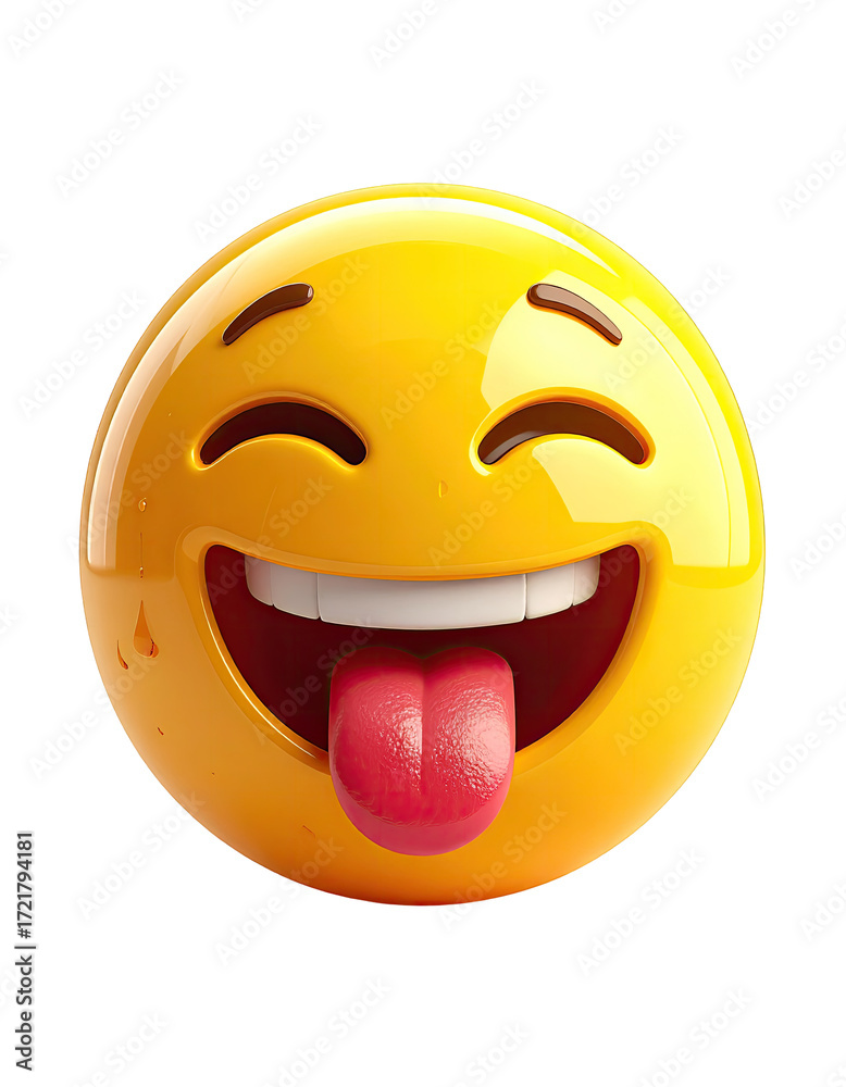 Fototapeta premium A digitally rendered happy emoticon with a visible tongue