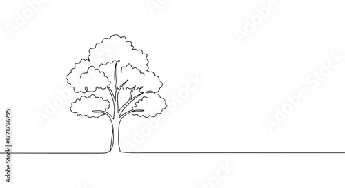 Simple line drawing of a tree with detailed foliage design