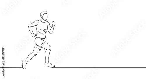 Outline of a man running in a continuous line drawing style  