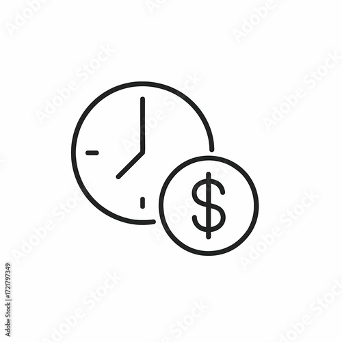 Clock and dollar sign symbolizing time is money concept  