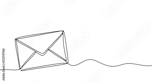 Simple line art of an envelope with a continuous line design  