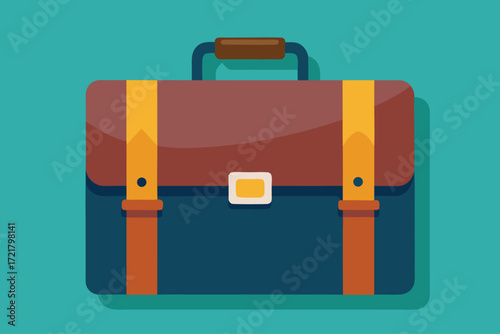 Classic briefcase displayed against a solid turquoise background emphasizing its elegant design and structure