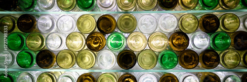 Wallpaper Mural Panoramic image. Bottles of different colors on the shelf Torontodigital.ca