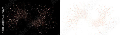 Sparkling rose gold glitter overlay on contrasting black and white backgrounds, creating a dynamic visual effect for creative design projects and artistic expressions