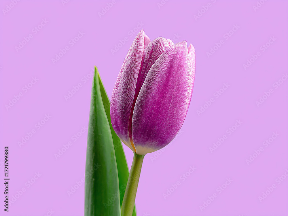 Fototapeta premium lavender tulip blossom on a pastel lilac background