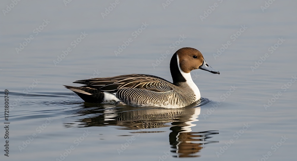 Fototapeta premium Male Eurasian Wigeon Swimming on Water.