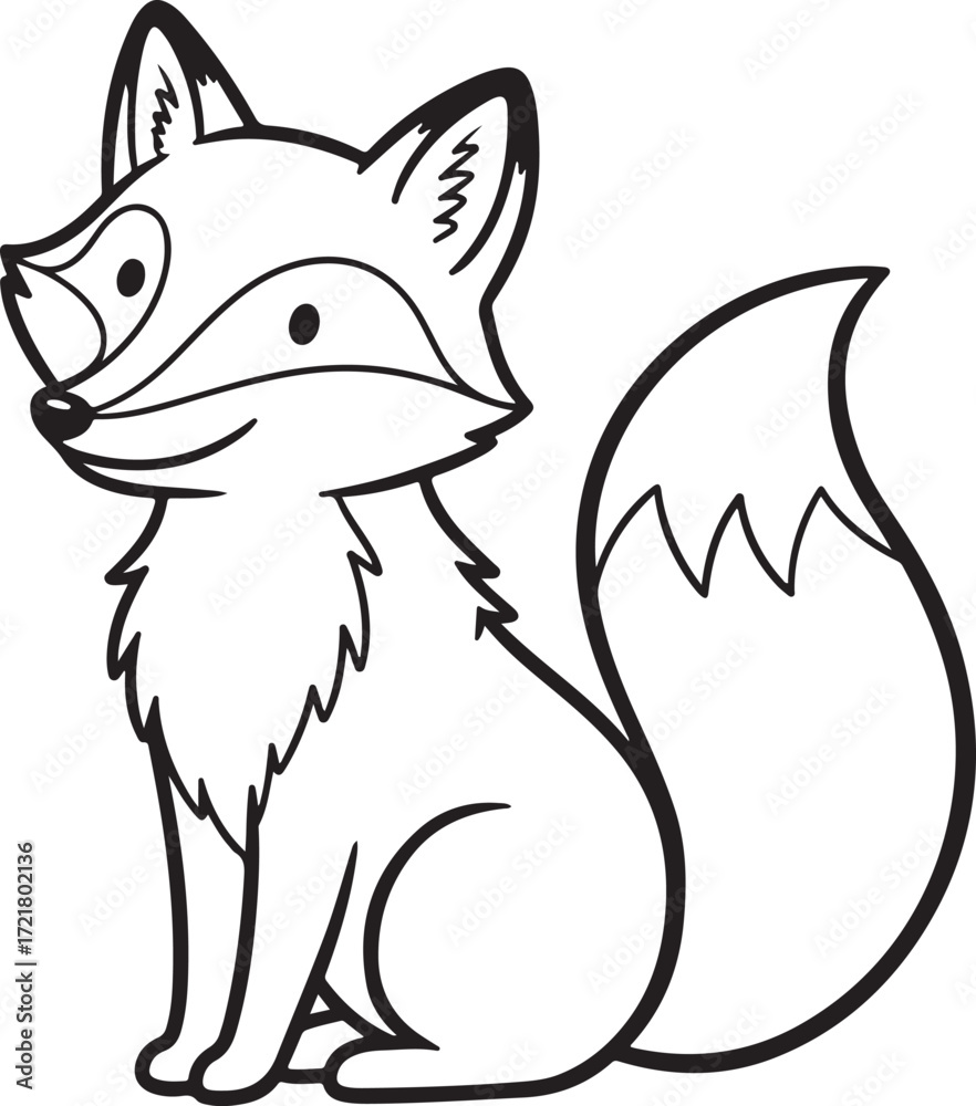 Φωτογραφία Sitting cartoon fox with a bushy tail and pointed ears Keywords: fox, animal, ca