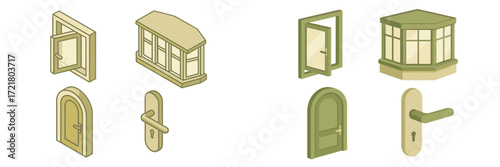 Variety of window and door designs showcasing modern and traditional styles for home improvement projects