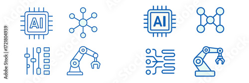 Exploring the world of artificial intelligence through various symbols and icons