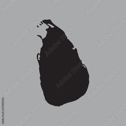 Black silhouette map of sri lanka island nation southeast asia country outline geographic shape vector