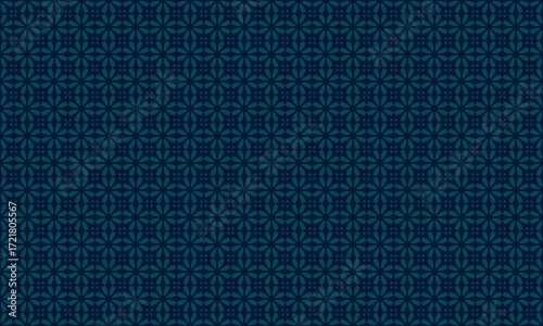 Dark blue floral pattern with repeating flower and leaf motifs in a tiled arrangement