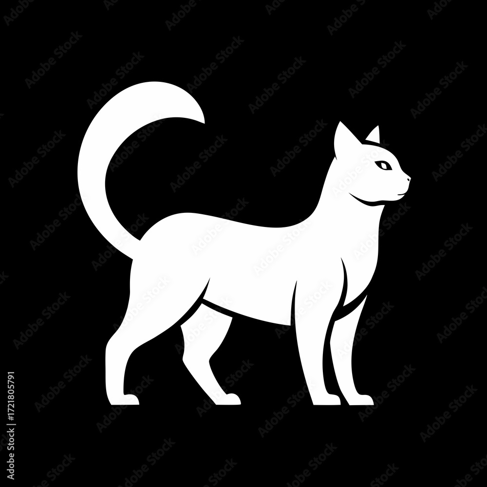 Obraz premium white cat silhouette