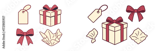 Colorful gift boxes and decorative elements for celebrations and special occasions
