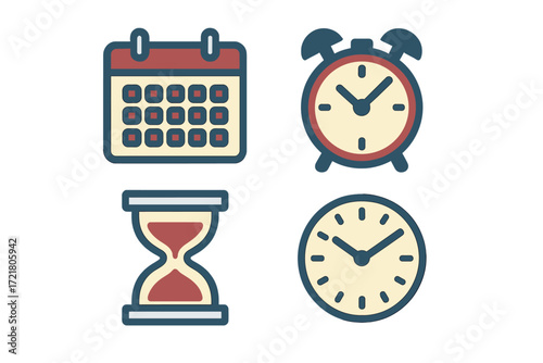 Timely symbols representing different methods of tracking time and scheduling important events effectively in daily life