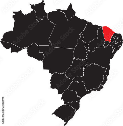 Ceará State Highlighted on Brazil Map