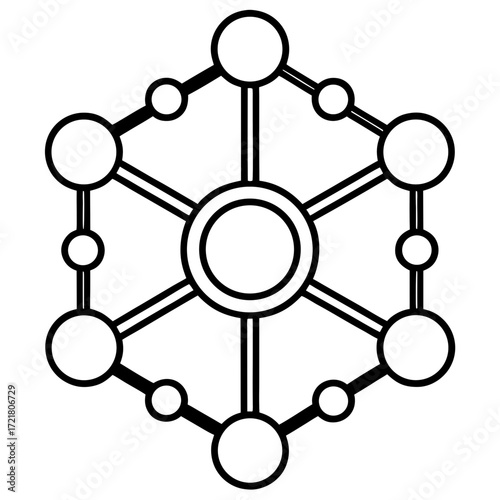 Scientific Molecule Outline Vector Illustration